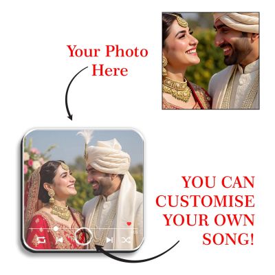Personalized Custom Photo & Music Player Music Fridge Magnet for Husband Wife  Wedding Gift for Couples  Playable Music Rechargeable with On/Off Button